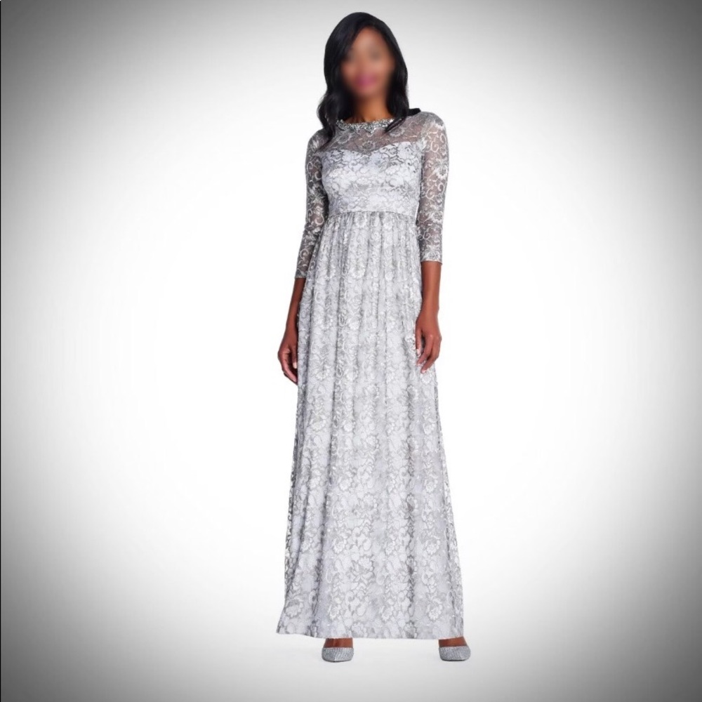 Adrianna Papell Long Lace Dress sz14